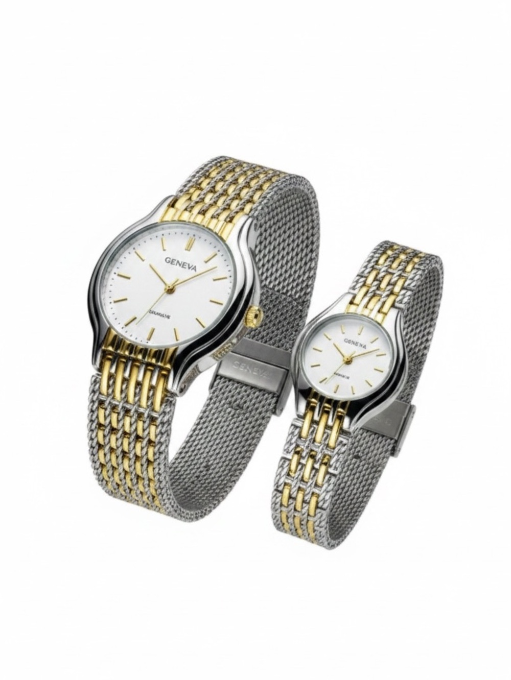 Geneva Gold and White Men's Watch Gift Set